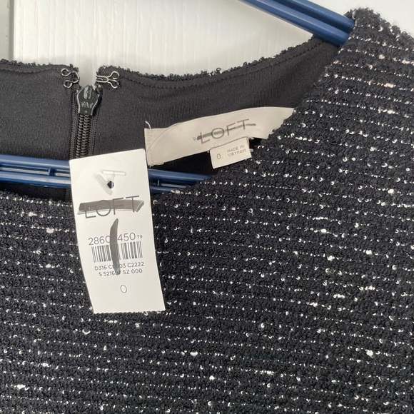 NWT- LOFT half sleeves tweed mini fit and flare dress - Picture 7 of 8